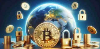 Eric Trump: Crypto and Blockchain Will Outpace Traditional Banking A glowing Bitcoin coin in the foreground, surrounded by stacks of gold coins and golden padlocks, with a digitally-rendered Earth in the background, symbolizing the secure and global nature of blockchain technology and cryptocurrency